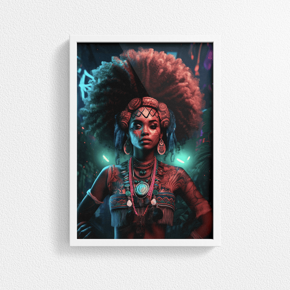 Afrocentric Woman Portrait Poster - Afro African - Modern Interiors Wall Art Décor