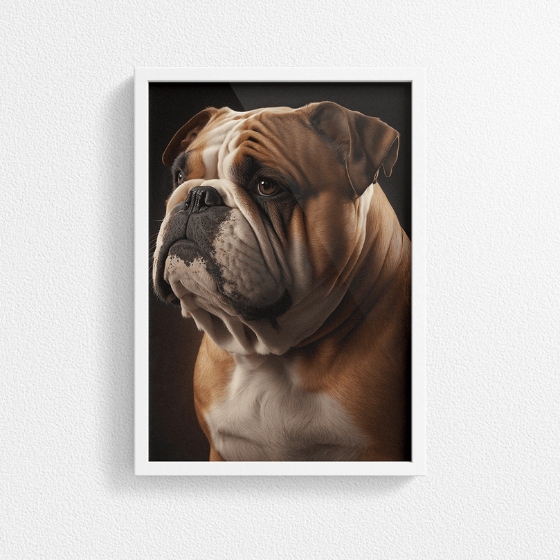 British Bulldog Portrait Poster Print - Modern Interiors Wall Art Décor