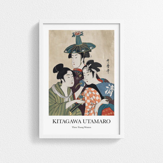 Three Young Women by Kitagawa Utamaro - Vintage Japanese Art Poster Print