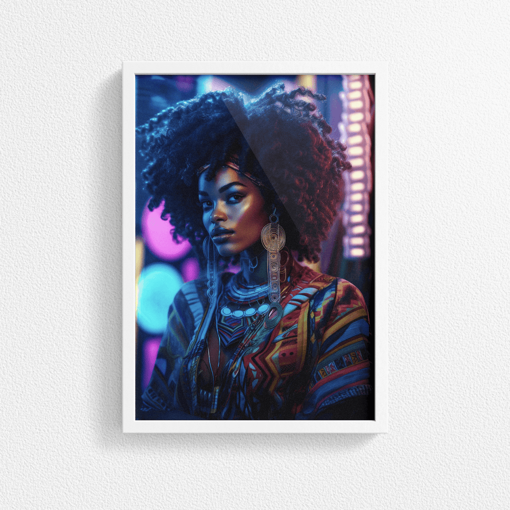 Afrocentric Woman Portrait Poster - Afro African - Modern Interiors Wall Art Décor