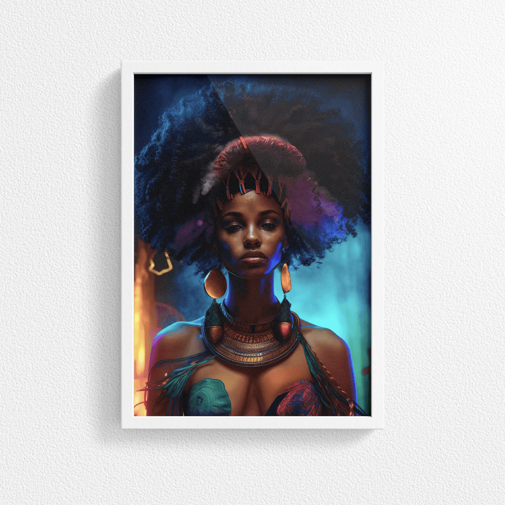 Afrocentric Woman Portrait Poster - Afro African - Modern Interiors Wall Art Décor