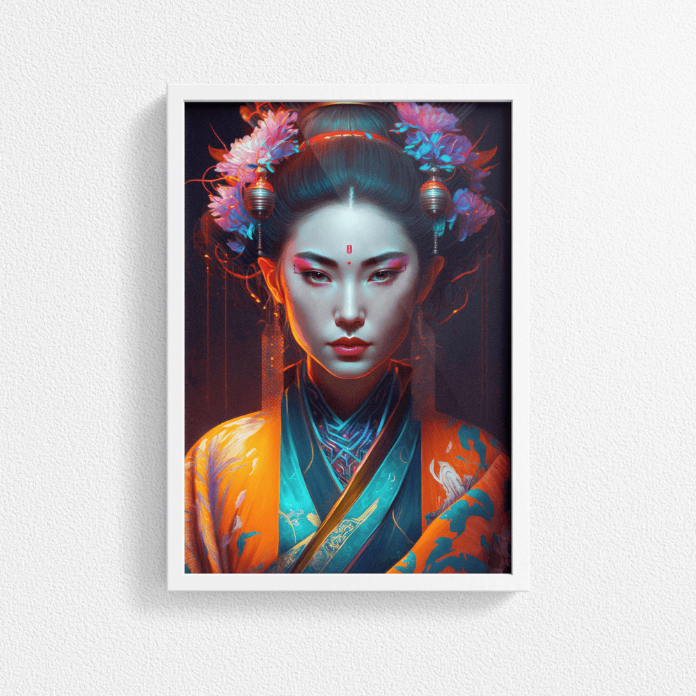 Japanese Woman Portrait Poster Print - Geisha Empress - Modern Interiors Wall Art Décor