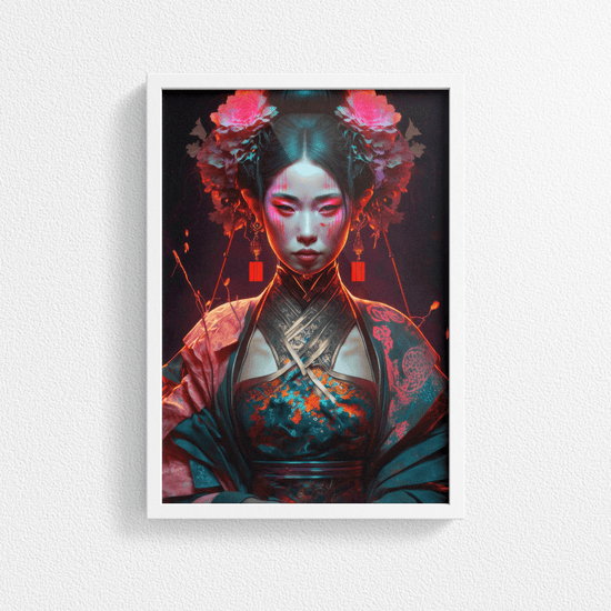 Japanese Woman Portrait Poster Print - Geisha Empress - Modern Interiors Wall Art Décor