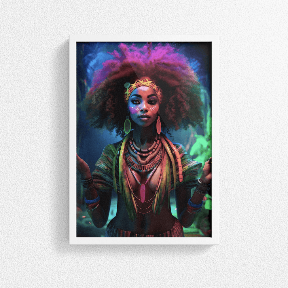 Afrocentric Woman Portrait Poster - Afro African - Modern Interiors Wall Art Décor