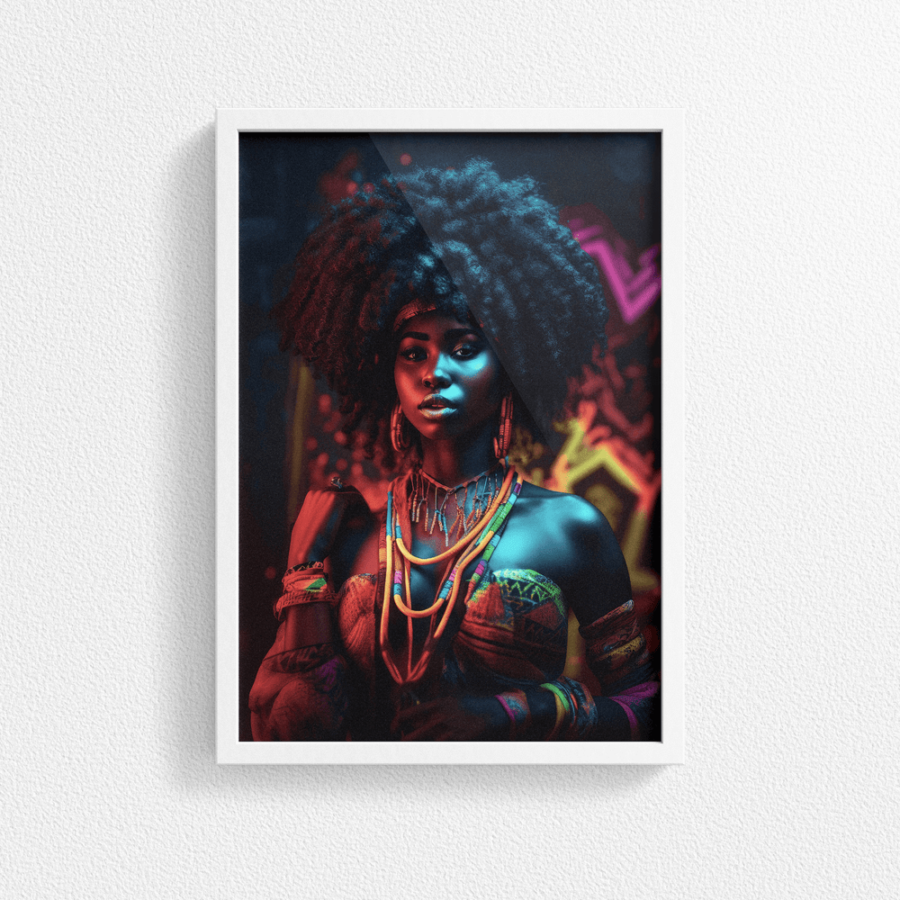 Afrocentric Woman Portrait Poster - Afro African - Modern Interiors Wall Art Décor