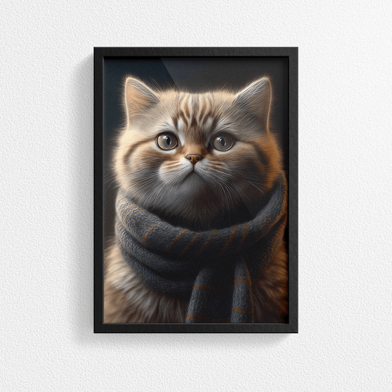 Cat with Woolly Scarf Poster Print - Modern Interiors Wall Art Décor