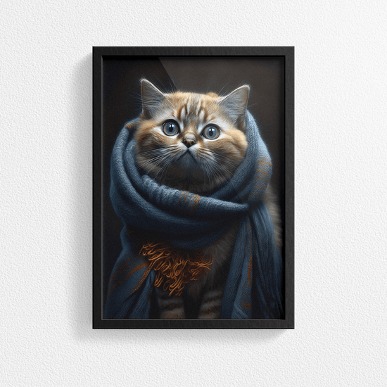 Cat with Woolly Scarf Poster Print - Modern Interiors Wall Art Décor