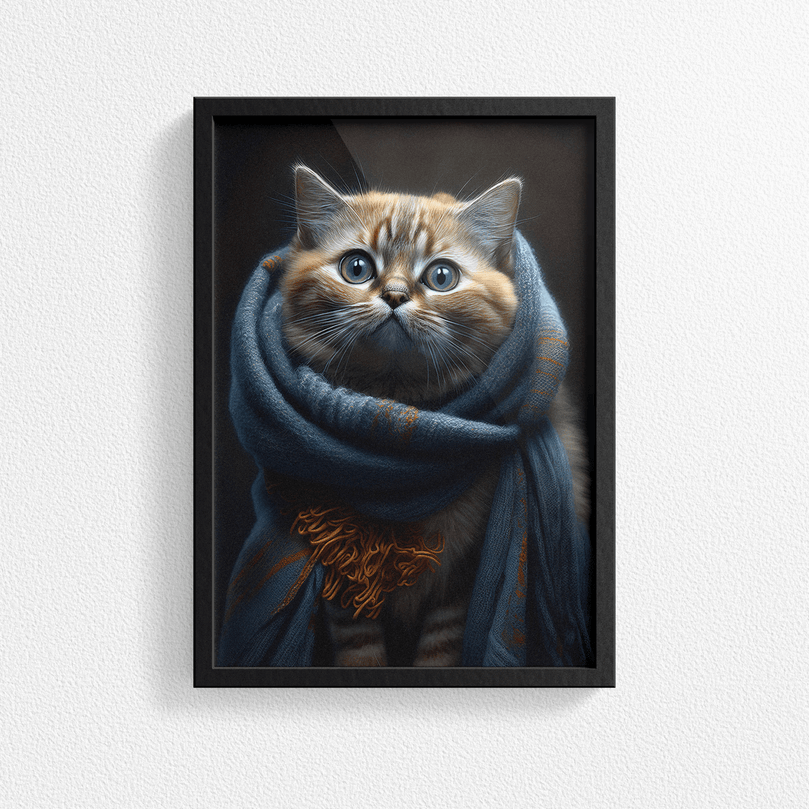 Cat with Woolly Scarf Poster Print - Modern Interiors Wall Art Décor