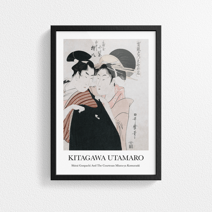 Shirai Gonpachi & Komuraski by Kitagawa Utamaro - Vintage Japanese Art Poster Print