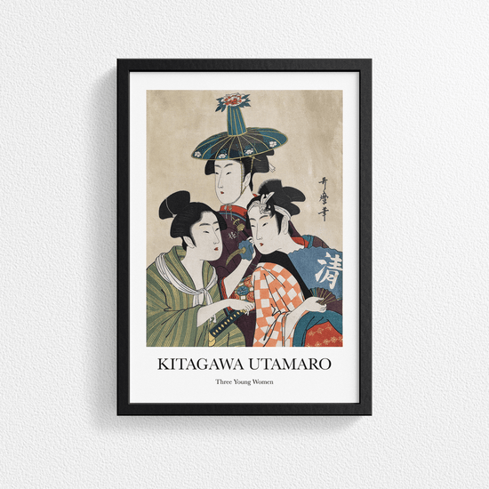 Three Young Women by Kitagawa Utamaro - Vintage Japanese Art Poster Print