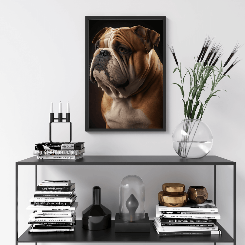 British Bulldog Portrait Poster Print - Modern Interiors Wall Art Décor