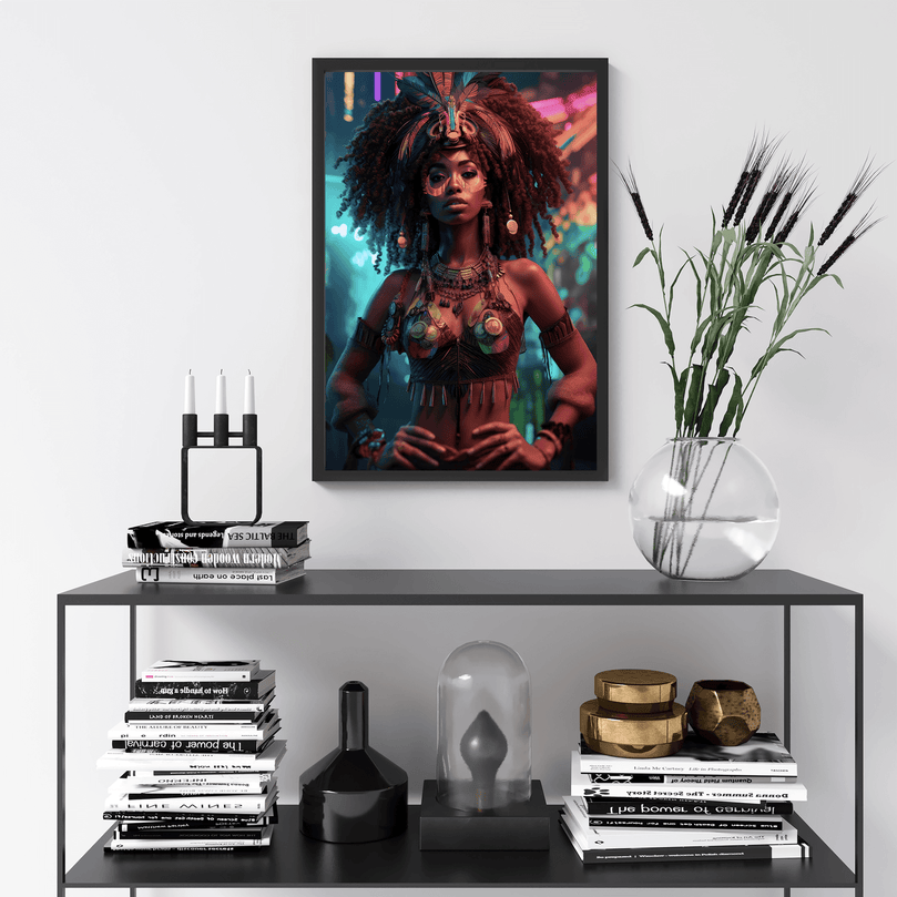 Afrocentric Woman Portrait Poster - Afro African - Modern Interiors Wall Art Décor