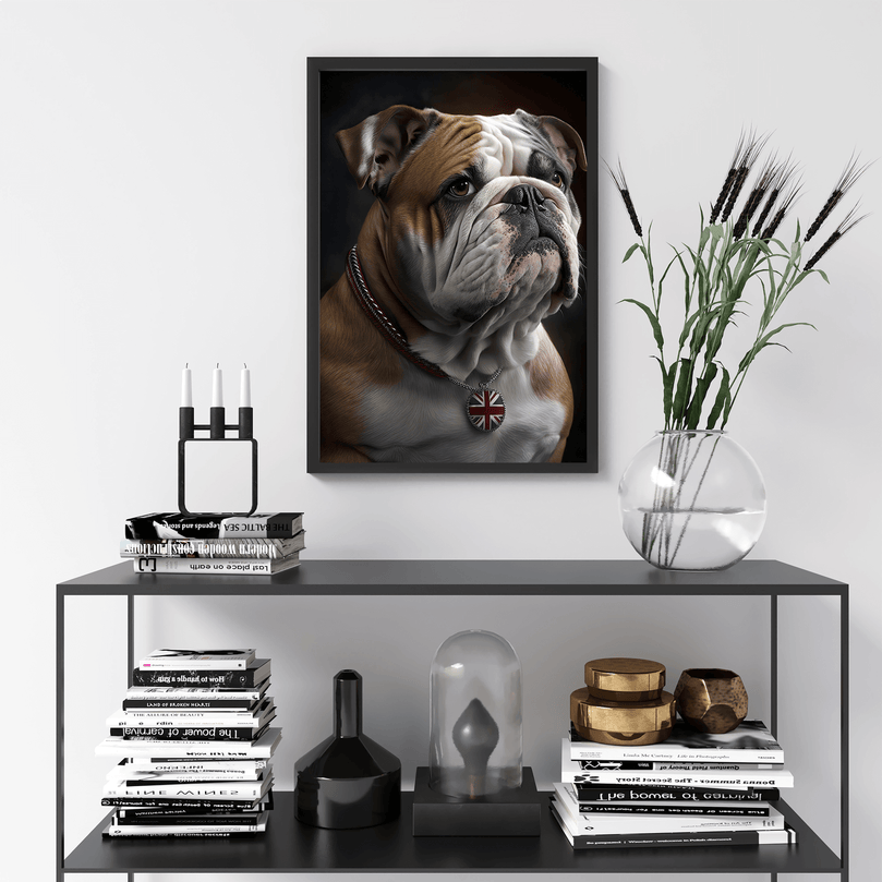 British Bulldog Portrait Poster Print - Modern Interiors Wall Art Décor