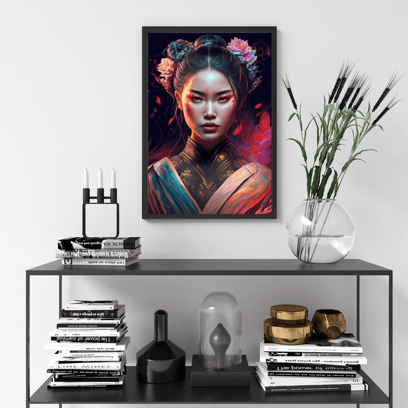 Japanese Woman Portrait Poster Print - Geisha Empress - Modern Interiors Wall Art Décor