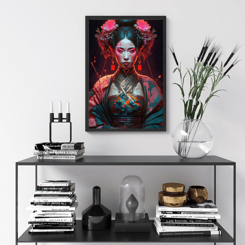 Japanese Woman Portrait Poster Print - Geisha Empress - Modern Interiors Wall Art Décor