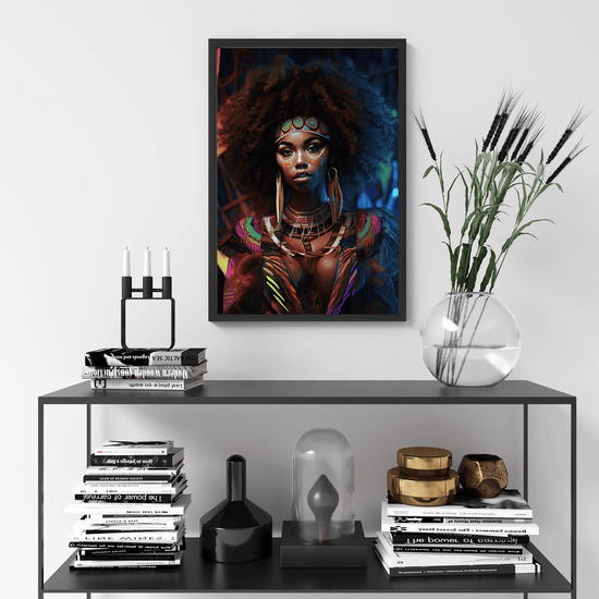 Afrocentric Woman Portrait Poster - Afro African - Modern Interiors Wall Art Décor