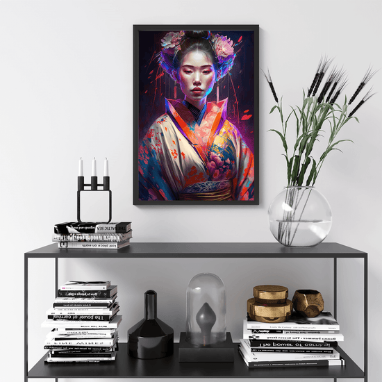 Japanese Woman Portrait Poster Print - Geisha Empress - Modern Interiors Wall Art Décor