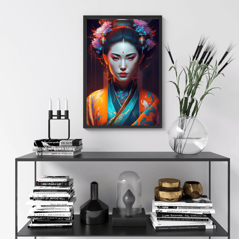 Japanese Woman Portrait Poster Print - Geisha Empress - Modern Interiors Wall Art Décor