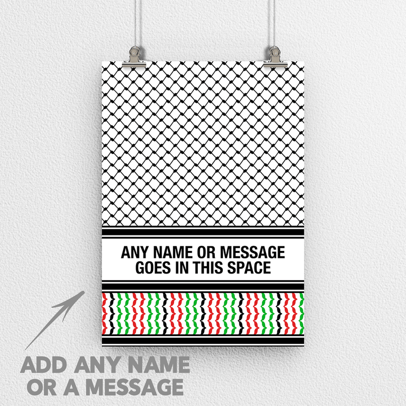 Palestinian Keffiyeh 'Personalised' Poster Print.