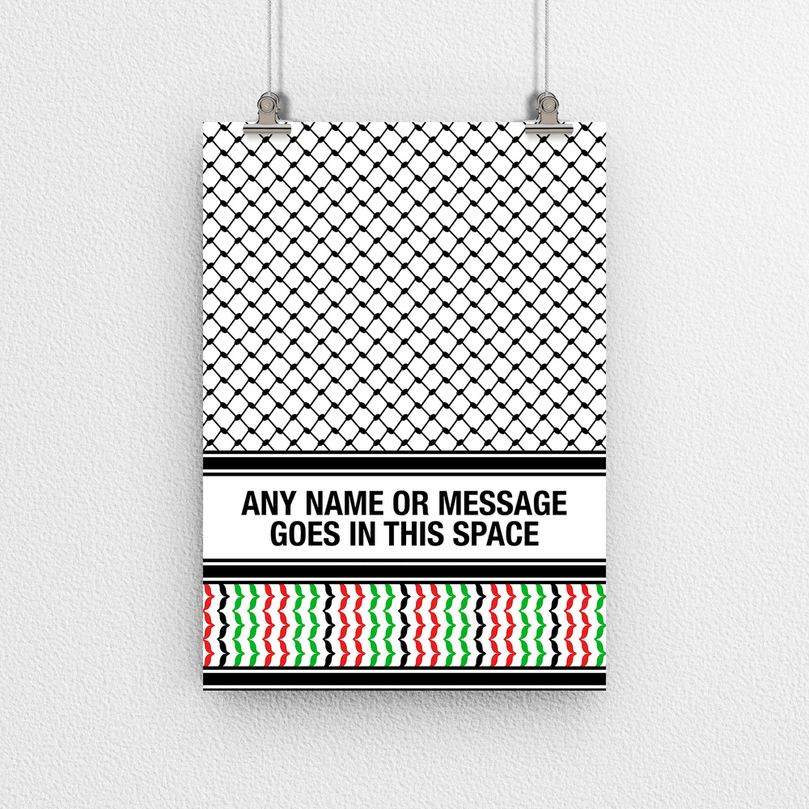 Palestinian Keffiyeh 'Personalised' Poster Print.