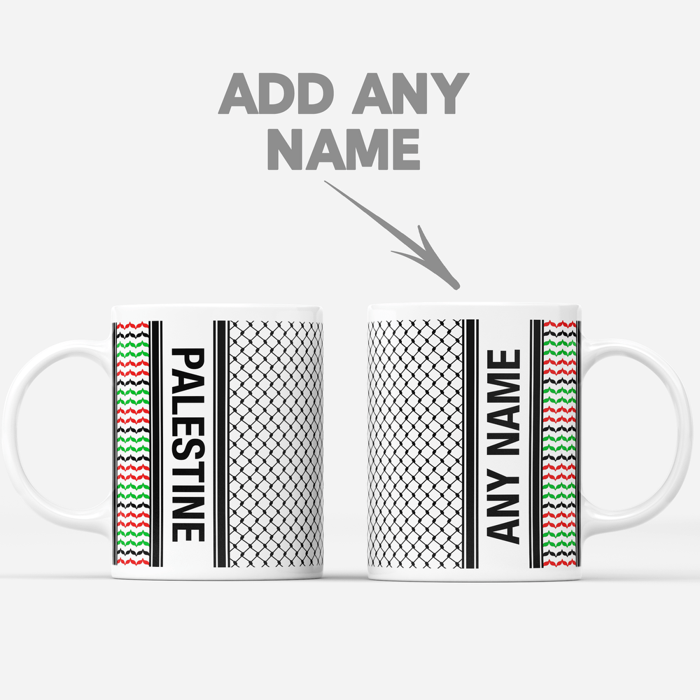 Palestinian Keffiyeh Kufiya 'Personalised' Mug With Optional Coaster Set