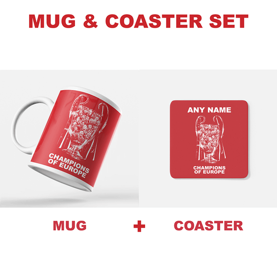 Bayern Munich 2019/2020 Champions of Europe Inspired Colours for Personalised Football Coaster with optional Mug. Perfect item for the Bavarians fan.