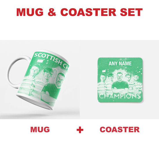 Celtic 2021/2022 Scottish Champions Inspired ‘Personalised' Football Coaster With Optional Mug Set