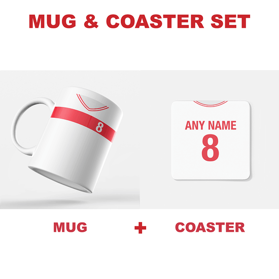 Turkey Retro Style Home Kit Shirt Inspired Colours for Personalised Football Mug with optional Coaster. Perfect item for the Ay-Yıldızlılar fans.