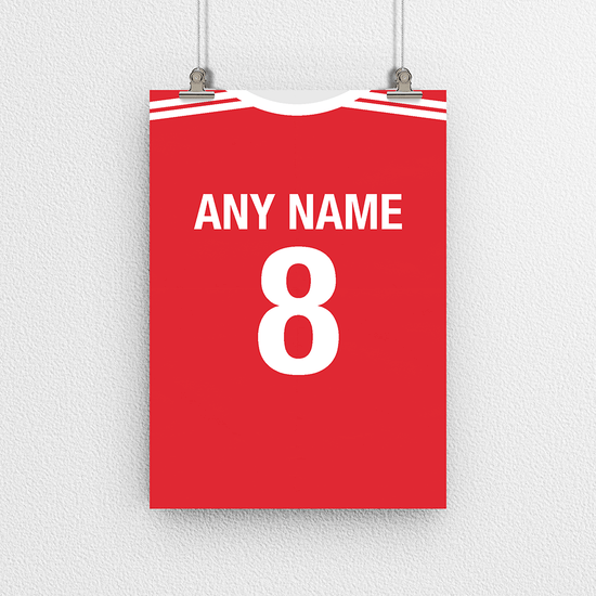 Bayern Munich Retro Home Kit Shirt Inspired Colours for Personalised Football Poster Print.