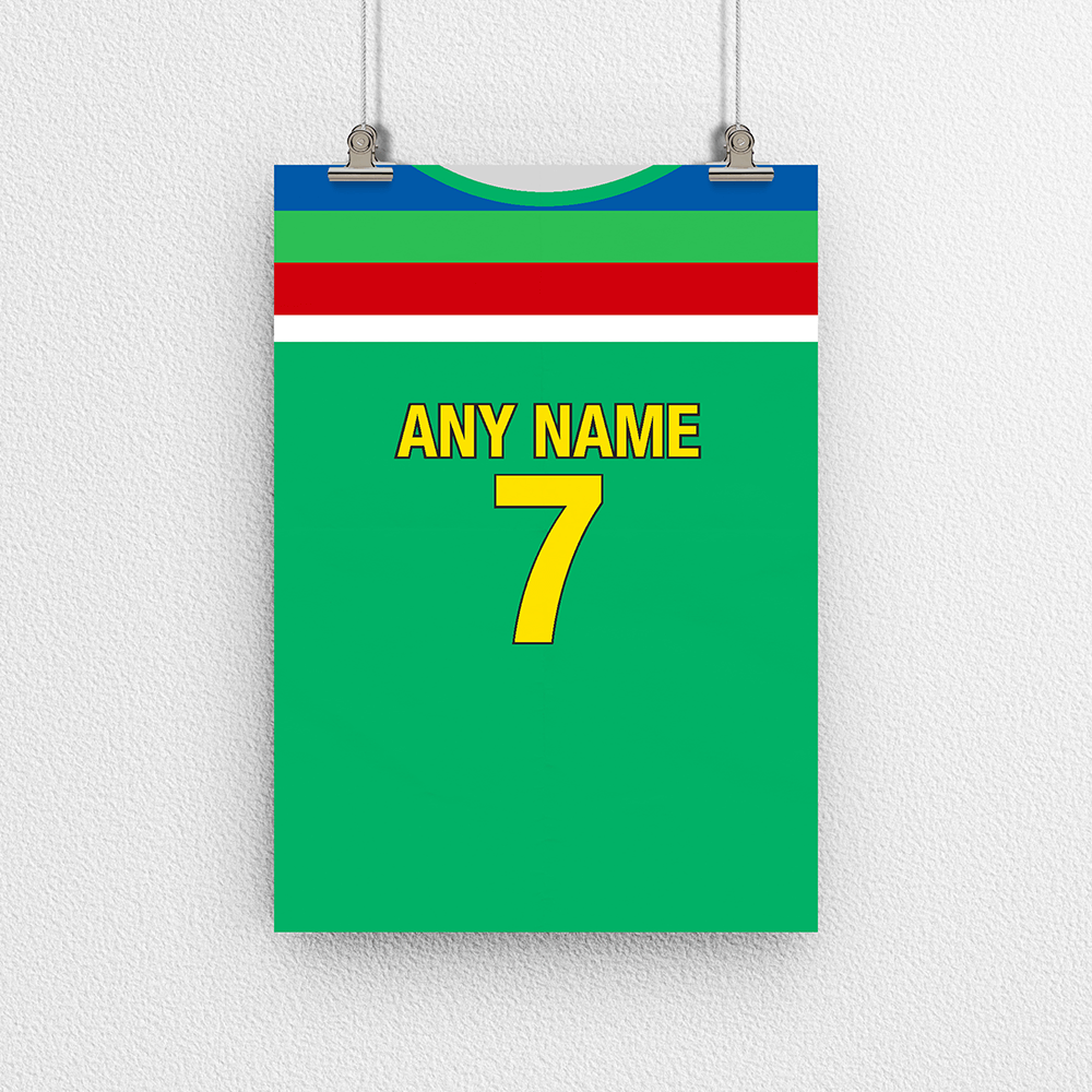 South Africa Cricket World Cup Retro Kit Inspired 'Personalised' Poster Print.