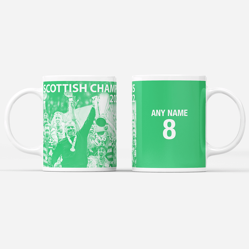 Celtic 2021/2022 Scottish Champions Inspired 'Personalised' Football Mug With Optional Coaster Set