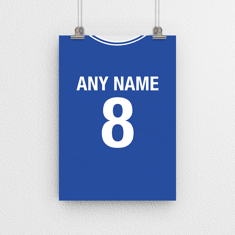 Chelsea Retro Home Kit Shirt Inspired Colours for Personalised Football Poster Print.