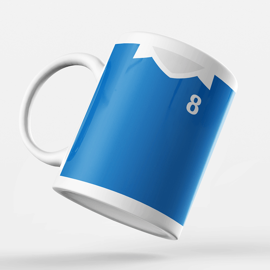 Rangers Retro Style Home Kit Shirt Inspired Colours for Personalised Football Mug with optional Coaster. Perfect item for The Gers