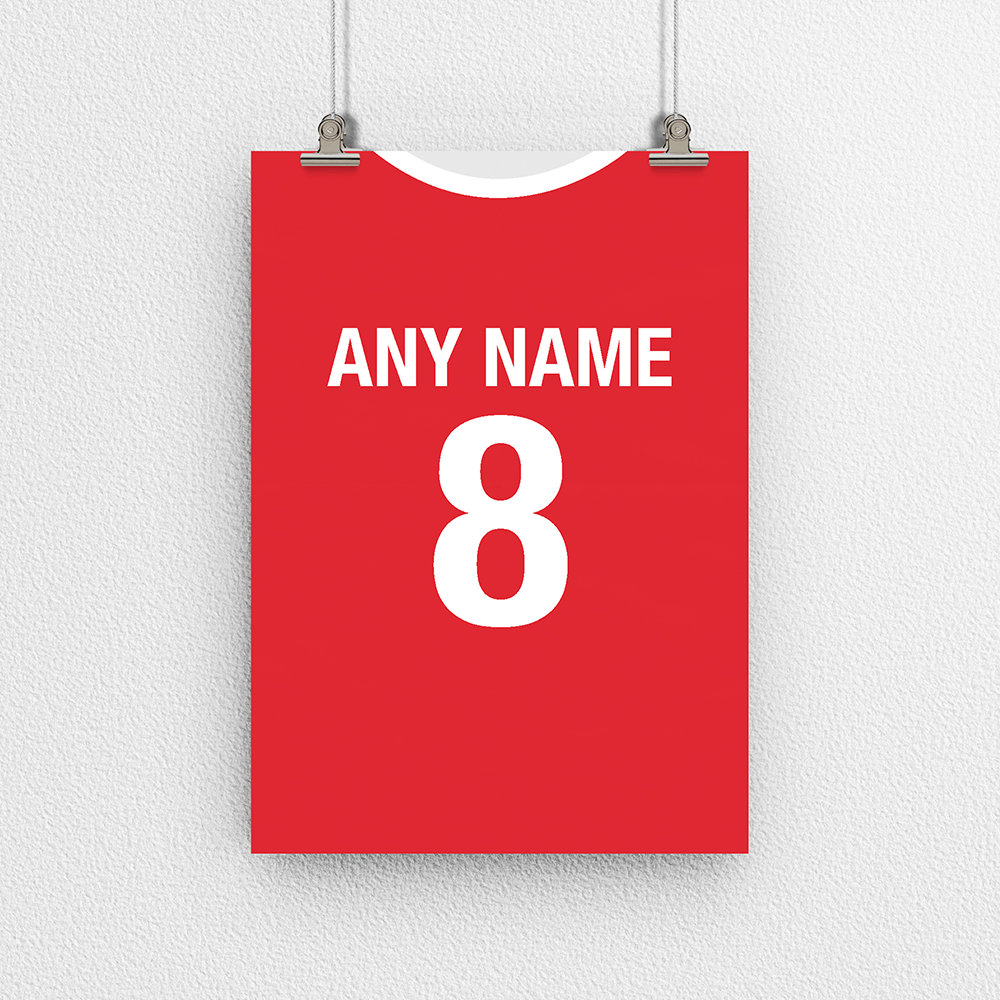 Nottingham Retro Home Kit Shirt Inspired Colours for Personalised Football Poster Print.