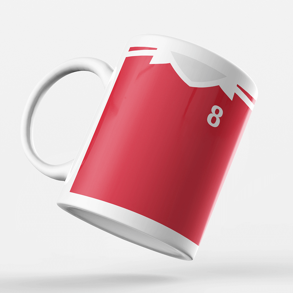 Austria Retro Style Home Kit Shirt Inspired Colours for Personalised Football Mug with optional Coaster. Perfect item for the Wunderteam fan.