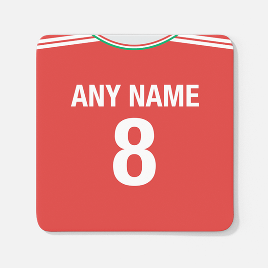 Hungary Retro Style Home Kit Shirt Inspired Colours for Personalised Football Coaster with optional Mug. Perfect item for the Valogatott fan.