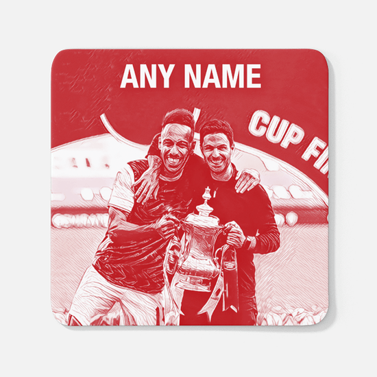 Arsenal 2019/2020 Champions Inspired ‘Personalised' Football Coaster With Optional Mug Set