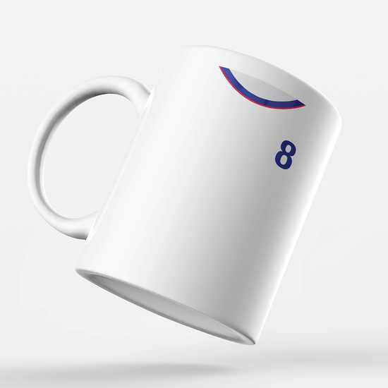 USA Retro Style Home Kit Shirt Inspired Colours for Personalised Football Mug with optional Coaster. Perfect item for The Stars and Stripes fan.