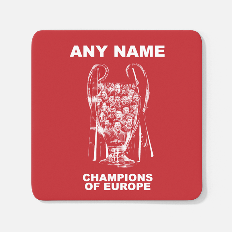 Bayern Munich 2019/2020 Champions of Europe Inspired Colours for Personalised Football Coaster with optional Mug. Perfect item for the Bavarians fan.