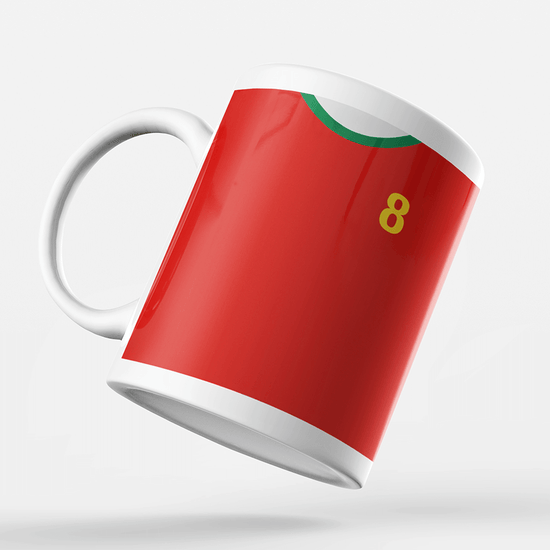 Portugal Retro Style Home Kit Shirt Inspired Colours for Personalised Football Mug with optional Coaster. Perfect item for the Selecção das Quinas fan.