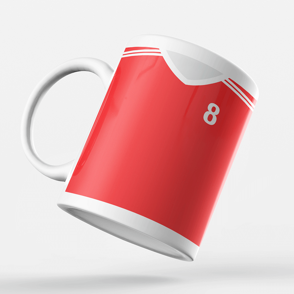 Wales Retro Style Home Kit Shirt Inspired Colours for Personalised Football Mug with optional Coaster. Perfect item for The Dragon fans.