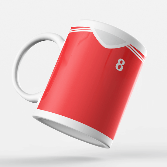 Wales Retro Style Home Kit Shirt Inspired Colours for Personalised Football Mug with optional Coaster. Perfect item for The Dragon fans.