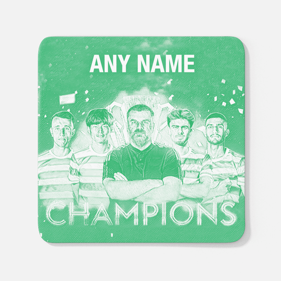 Celtic 2021/2022 Scottish Champions Inspired ‘Personalised' Football Coaster With Optional Mug Set