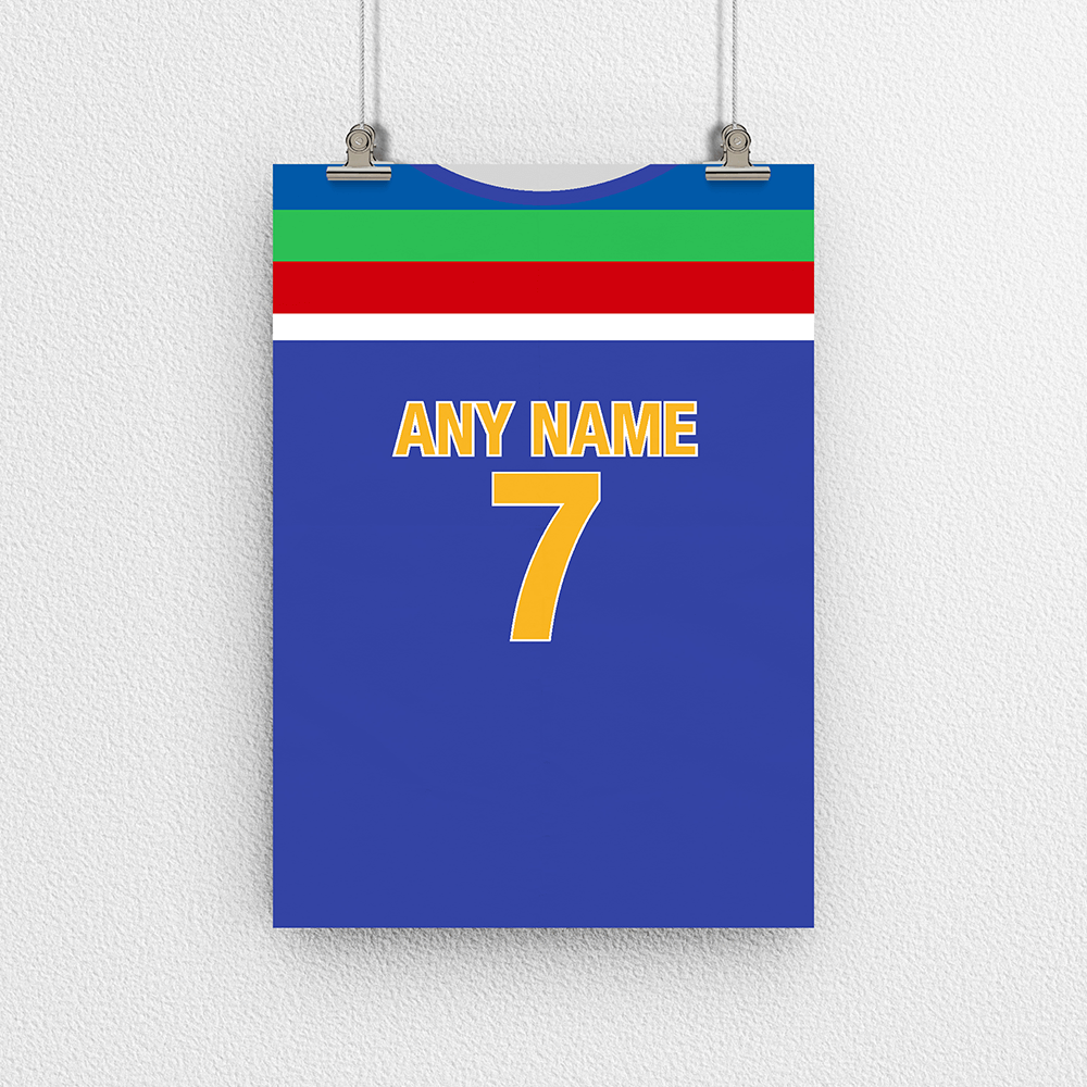 India Cricket World Cup Retro Kit Inspired 'Personalised' Poster Print.