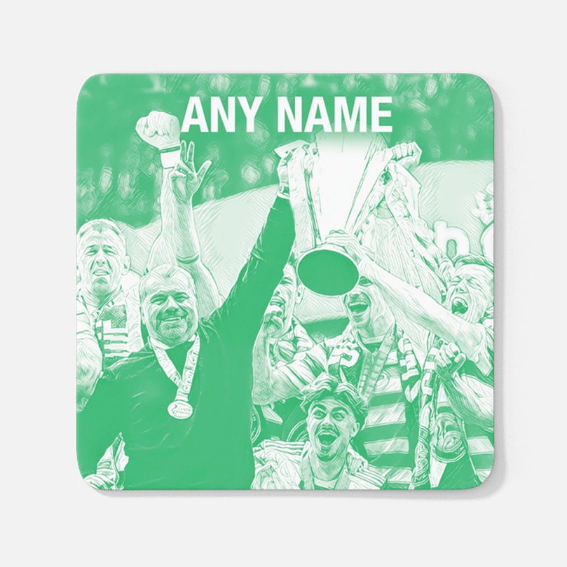 Celtic 2021/2022 Scottish Champions Inspired ‘Personalised' Football Coaster With Optional Mug Set