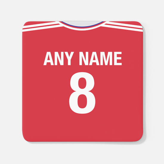 Arsenal Retro Style Home Kit Shirt Inspired Colours for Personalised Football Coaster with optional Mug.