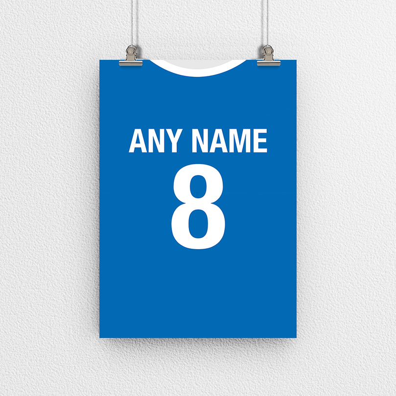 Everton Retro Home Kit Shirt Inspired Colours for Personalised Football Poster Print.