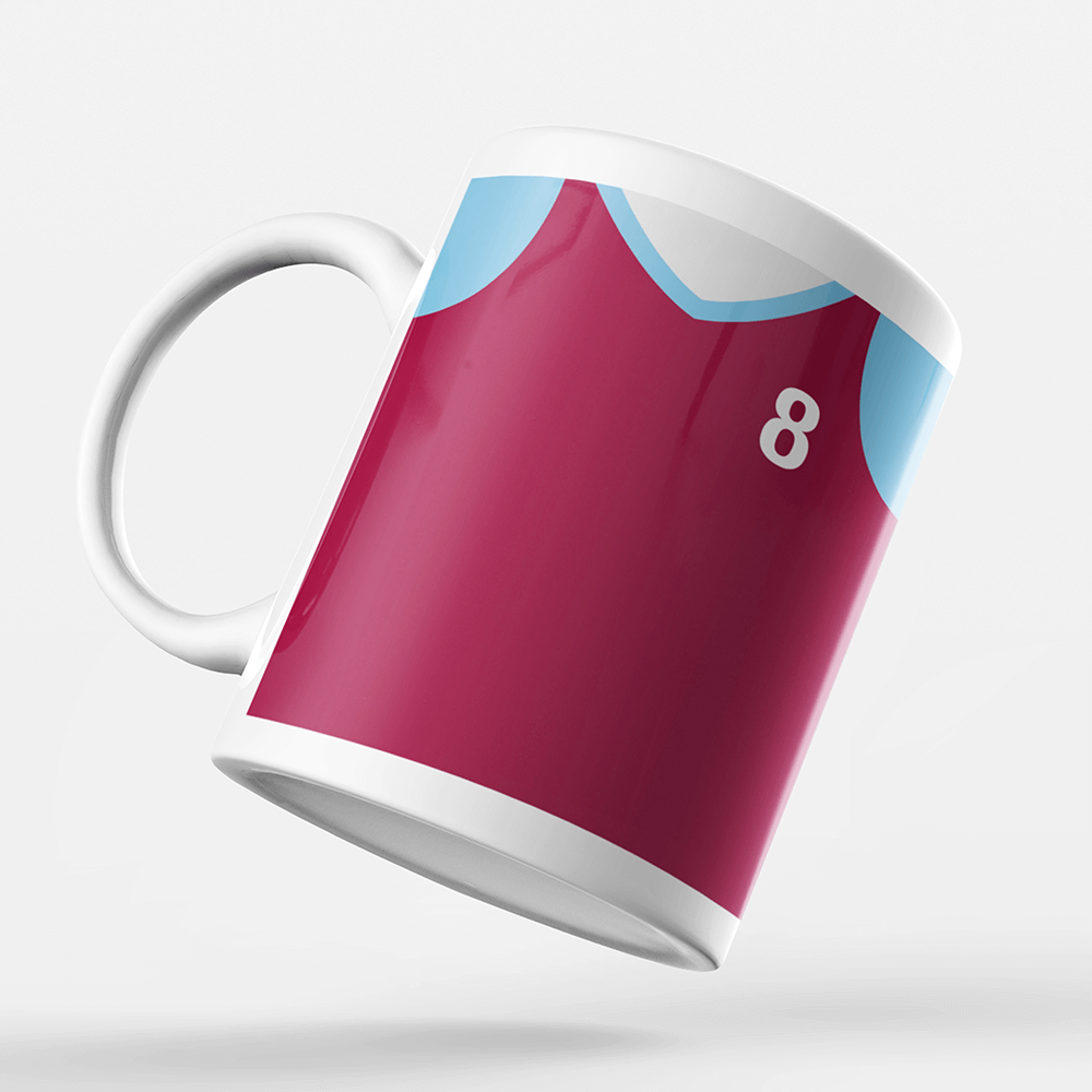 Burnley Retro Style Home Kit Shirt Inspired Colours for Personalised Football Mug with optional Coaster.