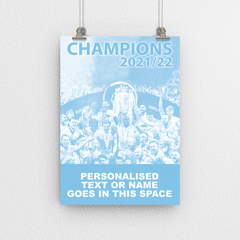 Manchester City 2021/2022 Champions Inspired  'Personalised' Football Poster Print