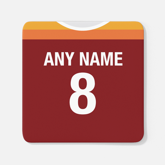 Roma Retro Style Home Kit Shirt Inspired Colours for Personalised Football Coaster with optional Mug.